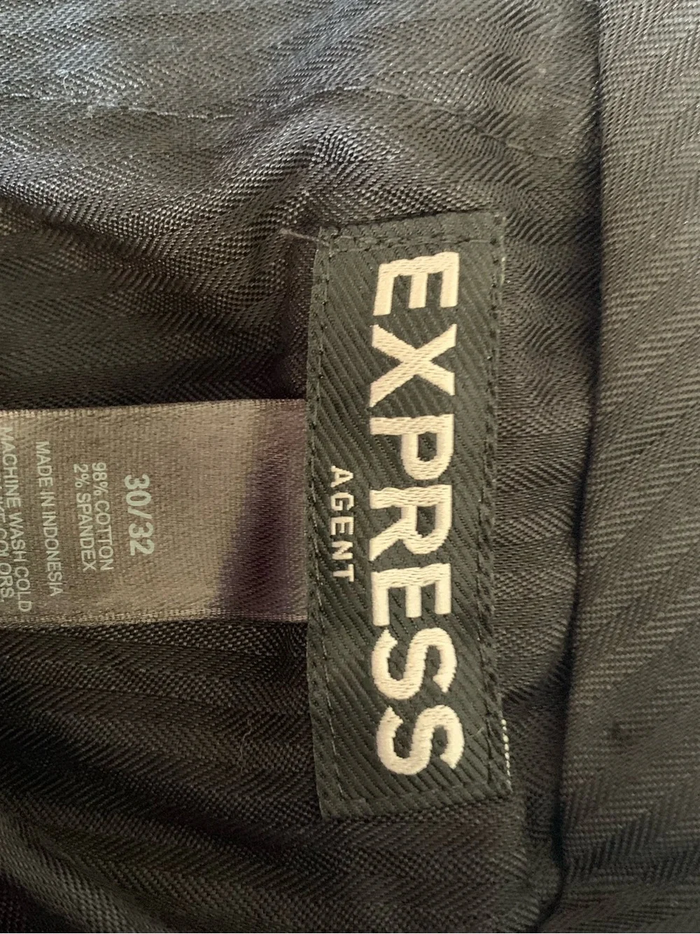 Express Black Trousers with White Logo Patch NWOT